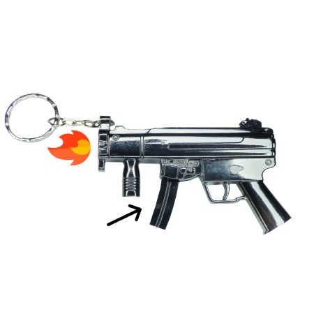 Mechero Con Forma De Pistola Y Enganche De Llavero